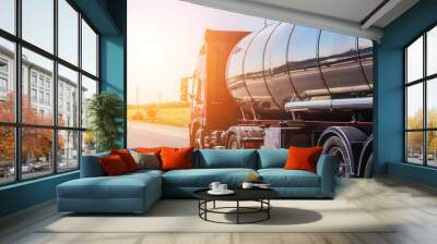 Big gas-tank goes on highway Wall mural