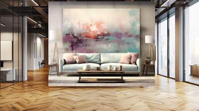 Cheerful Abstract Painting Living Room Decor Design with Colorful Wall Hanging Picture Wall mural