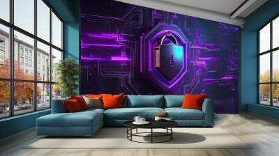 data protection, digitalsecurity, computer, internet, antivirus, hacker, cracker, Quantum Encryption,conceptual illustration,generated by ai Wall mural