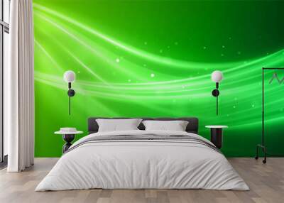 Green soft waves flow. Nature eco background. 3D vector glossy flowing waves. Wall mural