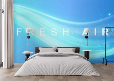 Waves showing a stream of clean fresh air. Blue waves with a fresh aroma. Vector illustration. Wall mural