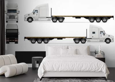 Flatbed truck realistic vector illustration Wall mural