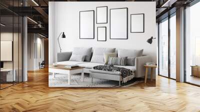 Frame mockup in scandinavian interior. Interior mockup. 3d rendering, 3d illustration
 Wall mural