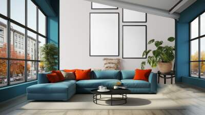 Friendly interior style. living room. Frame mockup. Poster mockup. 3d rendering, 3d illustration Wall mural