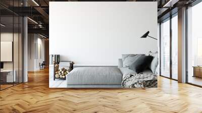 Living room interior. Wall mockup. Wall art. 3d rendering, 3d illustration. Wall mural