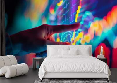 Hand Interacting with Stock Market Data Wall mural