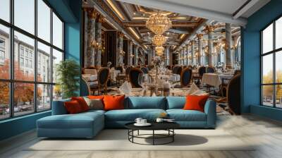 Luxurious Dining Experience in an Opulent Restaurant Wall mural