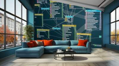 Relationships between tables in mysql database on server Wall mural