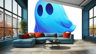  Little blue ghost cartoon character Wall mural