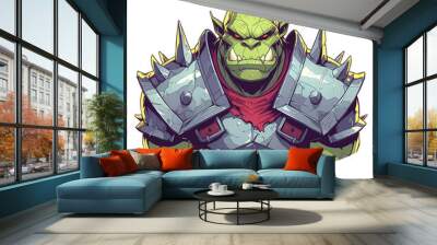 Big green ogre troll monster character illustration Wall mural