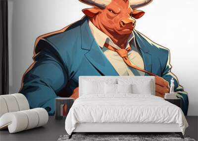 Businessman in suit with bull head Wall mural