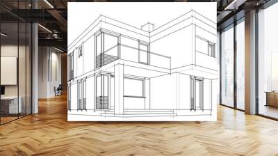 Architectural drawing of a house Wall mural