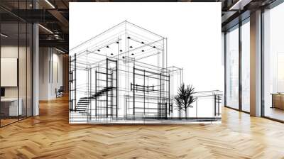 Architectural drawing vector 3d illustration Wall mural