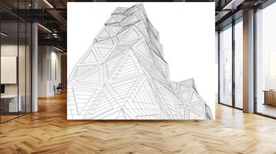 Building sketch architectural 3d illustration Wall mural