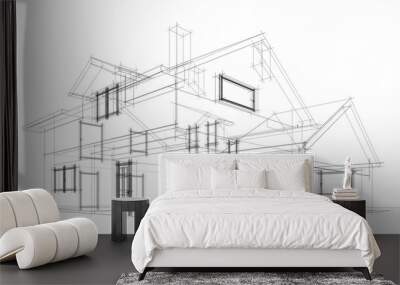 house architecture design 3d illustration Wall mural