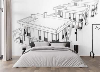 house building sketch architectural 3d illustration Wall mural