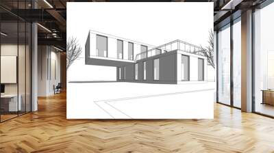 House building sketch architectural 3d rendering Wall mural