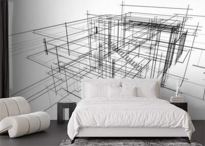 house building sketch architecture 3d illustration Wall mural