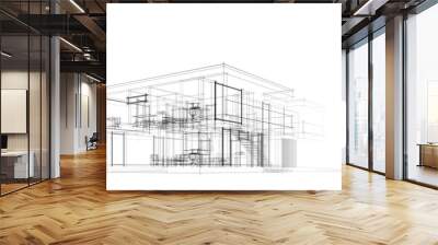 house building sketch architecture 3d illustration Wall mural