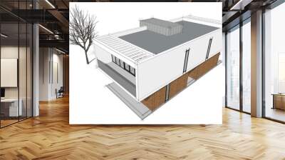 House building sketch architecture 3d illustration Wall mural