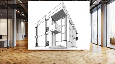 house building sketch architecture 3d illustration Wall mural