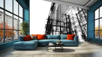 house building sketch architecture 3d illustration Wall mural