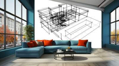 house building sketch architecture 3d illustration Wall mural