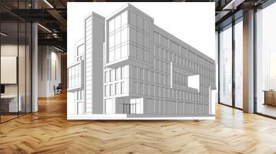 office building architecture 3d rendering Wall mural