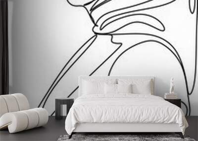 Beautiful woman in hijab drawing line art minimalist Wall mural