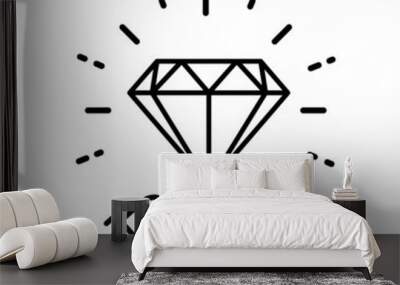 diamond gem in hand icon, luxury crystal or brilliant, outline jewel, thin line web symbol on white background - editable stroke vector illustration eps10 Wall mural