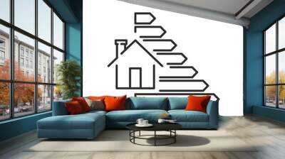 energy efficiency house icon, classification power consumption, economy rating, thin line symbol on white background - editable stroke vector illustration Wall mural