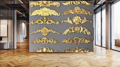 Gilded stucco, collection gold cartouche Wall mural