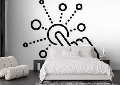 interaction icon, simple, interactive screen with button click finger, digital technology concept, user touch here, hand pointer, development choice variety, thin line vector illustration eps10 Wall mural