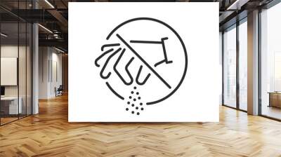 no salt or spice pinch icon, stop hand sprinkle, do not add to food, thin line symbol on white background - editable stroke vector illustration eps10 Wall mural