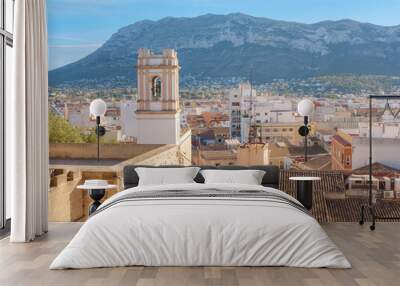 city details, clay roofs of old houses, observation deck from the fortress of Denia, Costa Blanca, Historische Altstadt. Alicante province Spain Wall mural