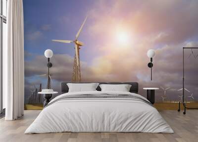 Protection of nature.Eco power, wind turbines Wall mural