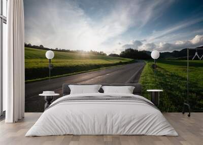 road in mountain valley at sunny morning in poland. Wall mural