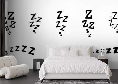 Zzz bed sleep snore icons snooze nap Z sound . Sleepy yawn or insomnia sleeper alarm clock Zzz line icons of goodnight deep sleep, bored or tired Wall mural