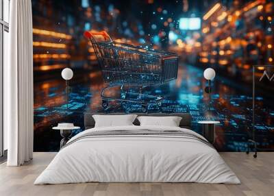 E-commerce concept, online retail business with technology, digital commerce trends. Wall mural