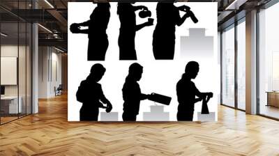  woman in the kitchen vector Wall mural