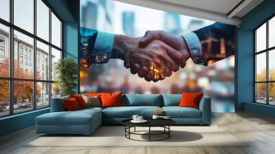 In todays complex urban landscape, strong business partnerships and collaboration among diverse enterprises are essential for success, growth, innovation, and overall development Wall mural