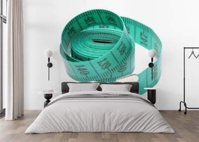 Green measuring tape on a white background Wall mural