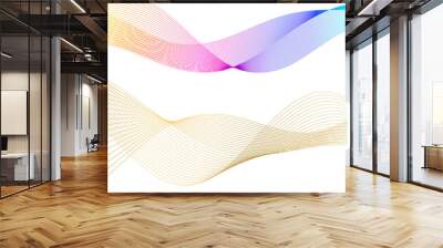 Design elements. Wave of many glittering lines circle. Abstract glow wavy stripes on white background isolated. Vector illustration EPS 10. Glitter waves with lines created using Blend Tool Wall mural