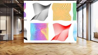 Set Abstract lines colors design element on white background of waves. Vector Illustration eps 10 for grunge elegant business card, print brochure, flyer, banners, cover book, label, fabric Wall mural