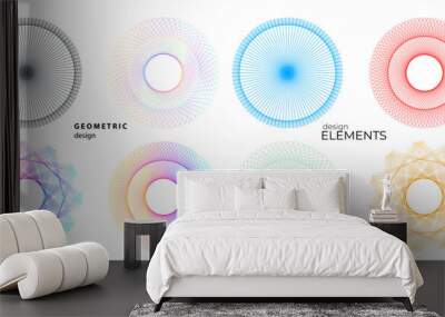 Set design element circle. Isolated bold vector colors  golden ring from. Abstract glow wavy stripes of many glittering swirl created using Blend Tool. Vector illustration EPS10 for your presentation Wall mural