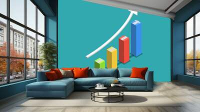 business graph with arrow Wall mural