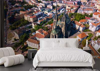 Aerial view  of Brno city with the cathedral of St. Peter and Paul, Czech Republic. Wall mural