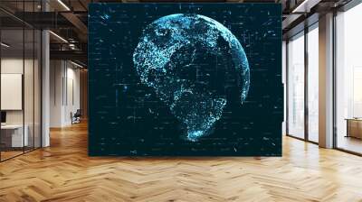 Digital space world 3d data earth background Wall mural