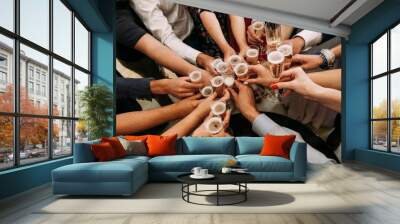 friends champagne celebrate party Wall mural