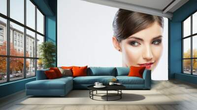 Close up portrait of beautiful young woman face. Wall mural